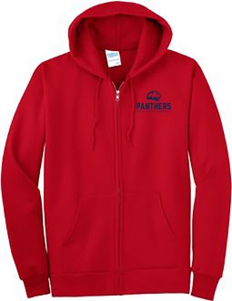 Fleece Full-Zip Hooded Sweatshirt, Red